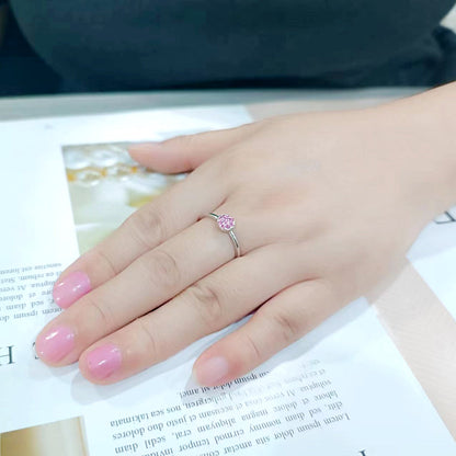 LO4769 - Rhodium Brass Ring with Top Grade Crystal in Rose-2