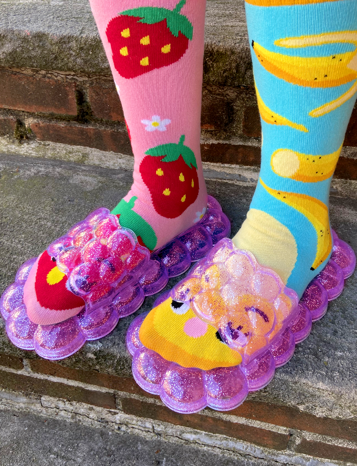 (ALMOST GONE!) ADULT HOT PINK BUBBLE SLIDES-0